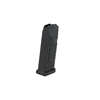 El Glock Magazin 9mm de 15 rondas cuenta con un resorte de acero inoxidable, base desmontable para limpieza, y ventanas para indicar la capacidad.